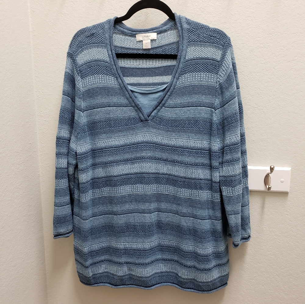 CJ Banks Blue Long Sleeve Knit Pullover Sweater 2X